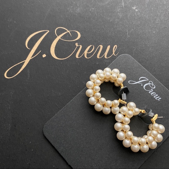 J. Crew Jewelry - NWT J. Crew Layered mini pearl hoop earrings